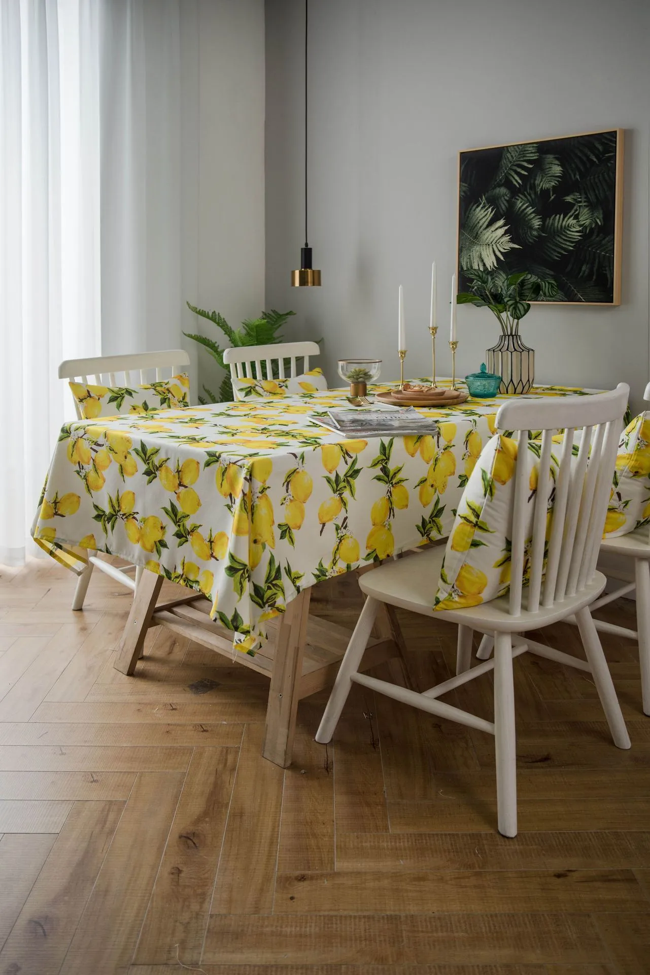 Tablecloth Fabric Waterproof Lemon Printing Small Fresh Yellow Korean Style  Internet Celebrity Table Mat Coffee Table Tablecloth display picture 1