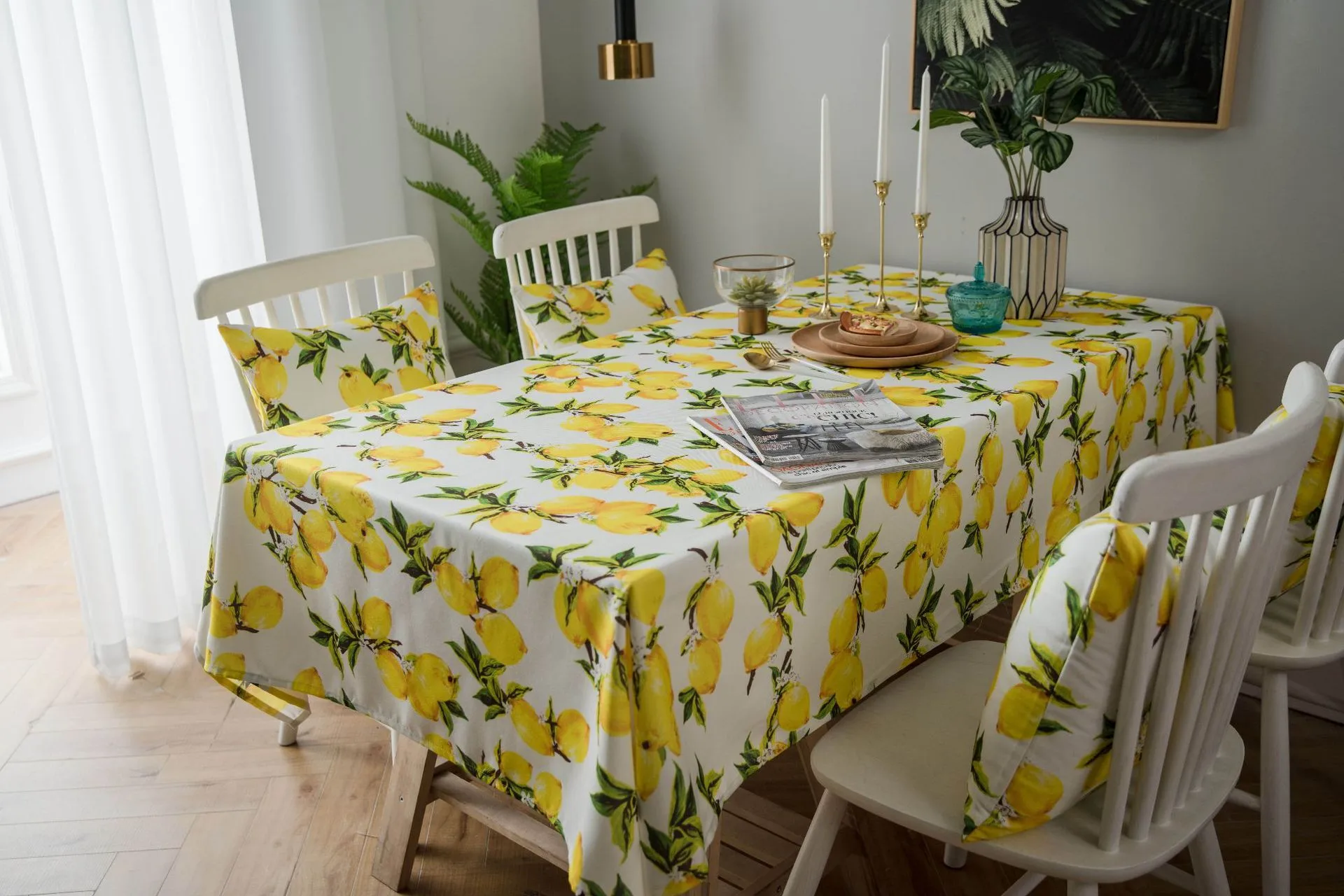 Tablecloth Fabric Waterproof Lemon Printing Small Fresh Yellow Korean Style  Internet Celebrity Table Mat Coffee Table Tablecloth display picture 2