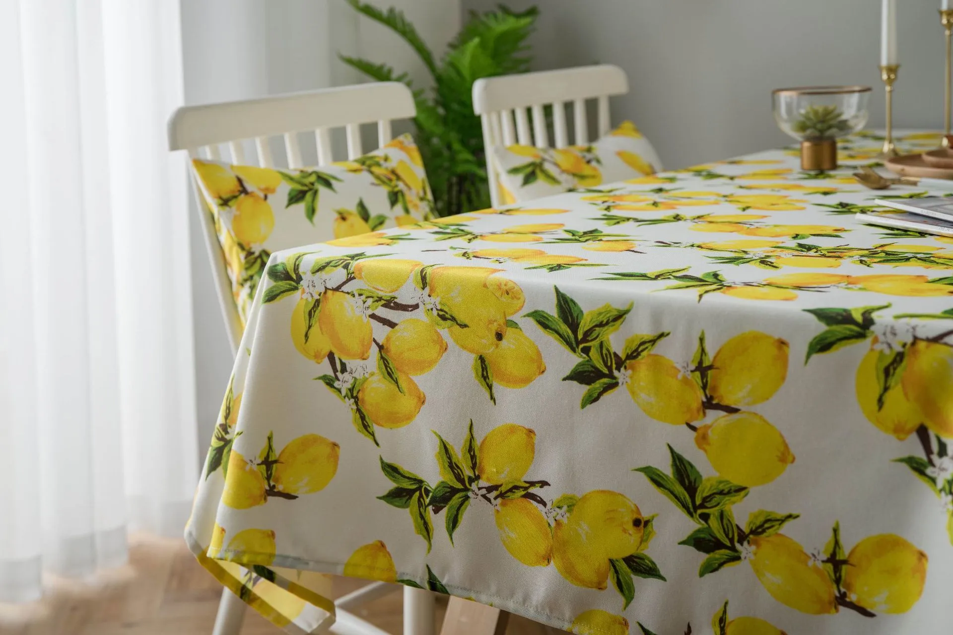 Tablecloth Fabric Waterproof Lemon Printing Small Fresh Yellow Korean Style  Internet Celebrity Table Mat Coffee Table Tablecloth display picture 3