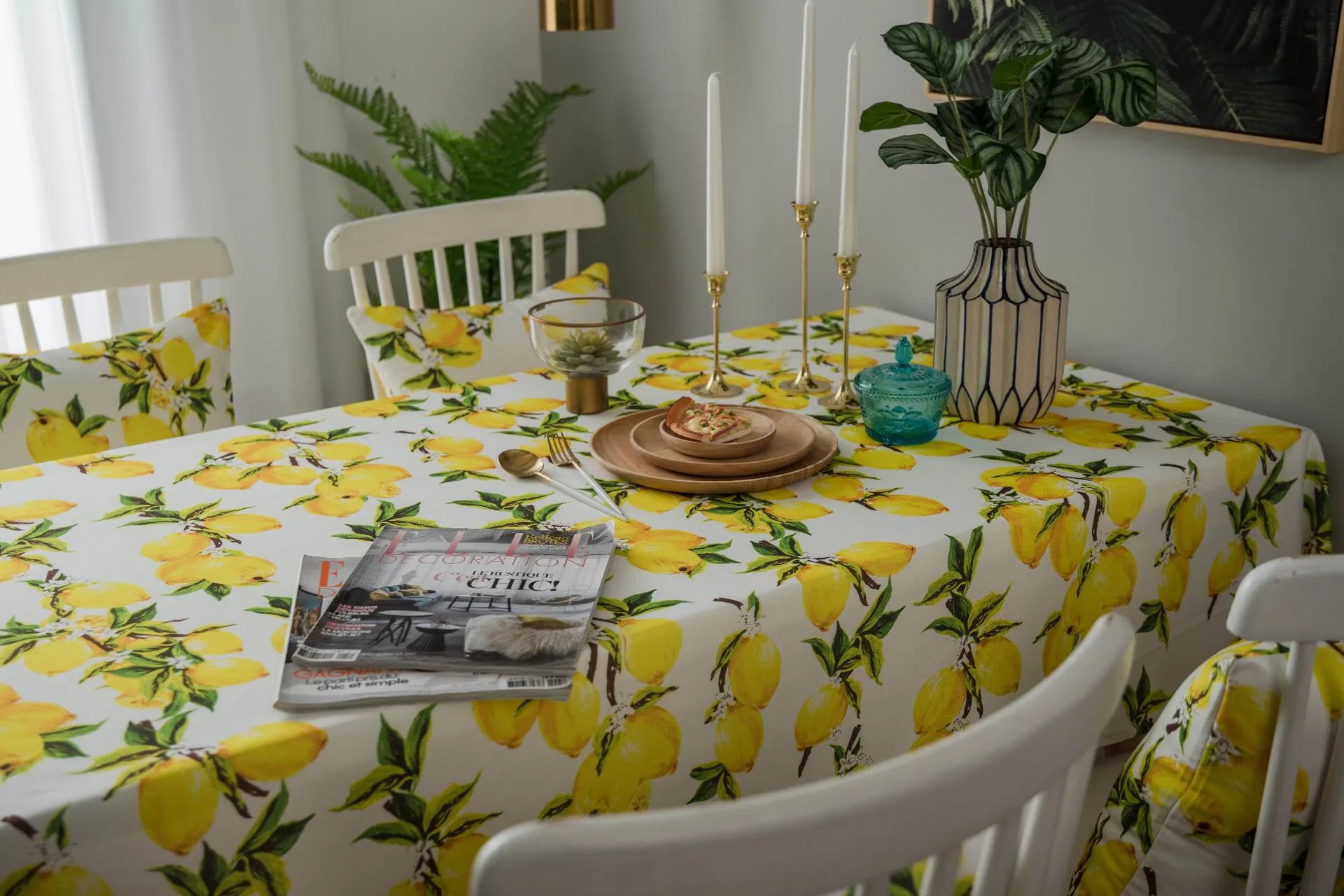 Tablecloth Fabric Waterproof Lemon Printing Small Fresh Yellow Korean Style  Internet Celebrity Table Mat Coffee Table Tablecloth display picture 4