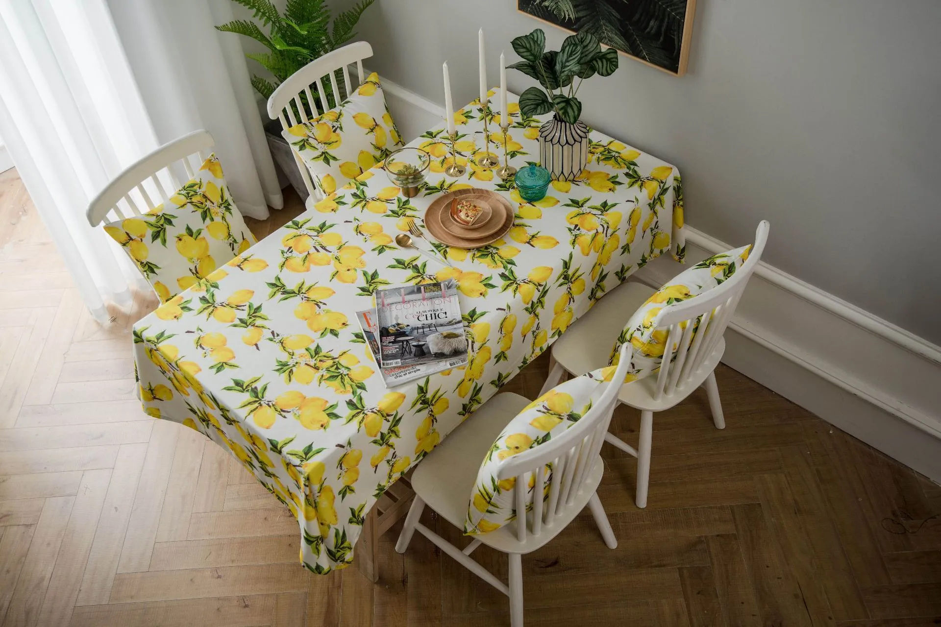 Tablecloth Fabric Waterproof Lemon Printing Small Fresh Yellow Korean Style  Internet Celebrity Table Mat Coffee Table Tablecloth display picture 7