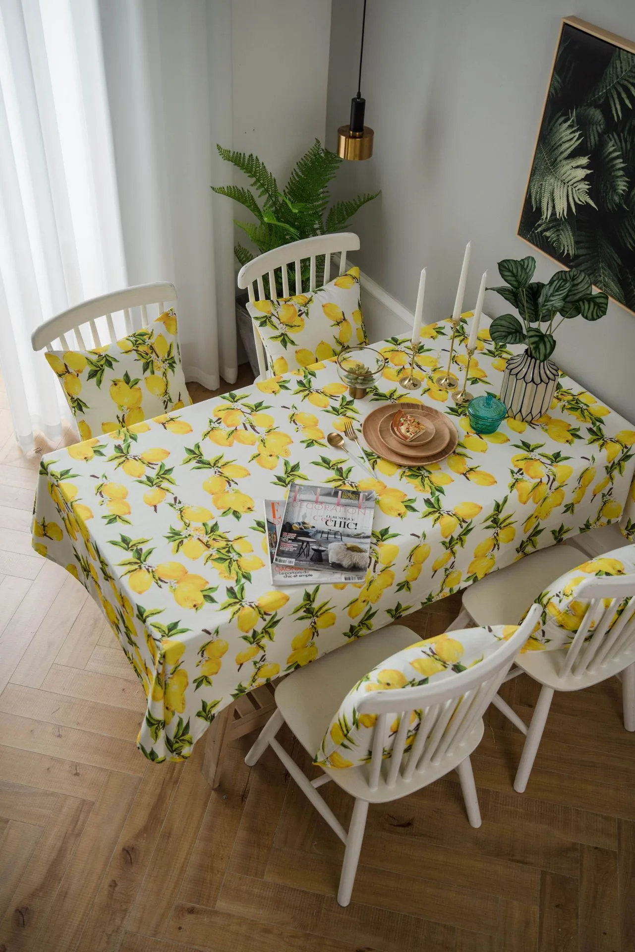 Tablecloth Fabric Waterproof Lemon Printing Small Fresh Yellow Korean Style  Internet Celebrity Table Mat Coffee Table Tablecloth display picture 8