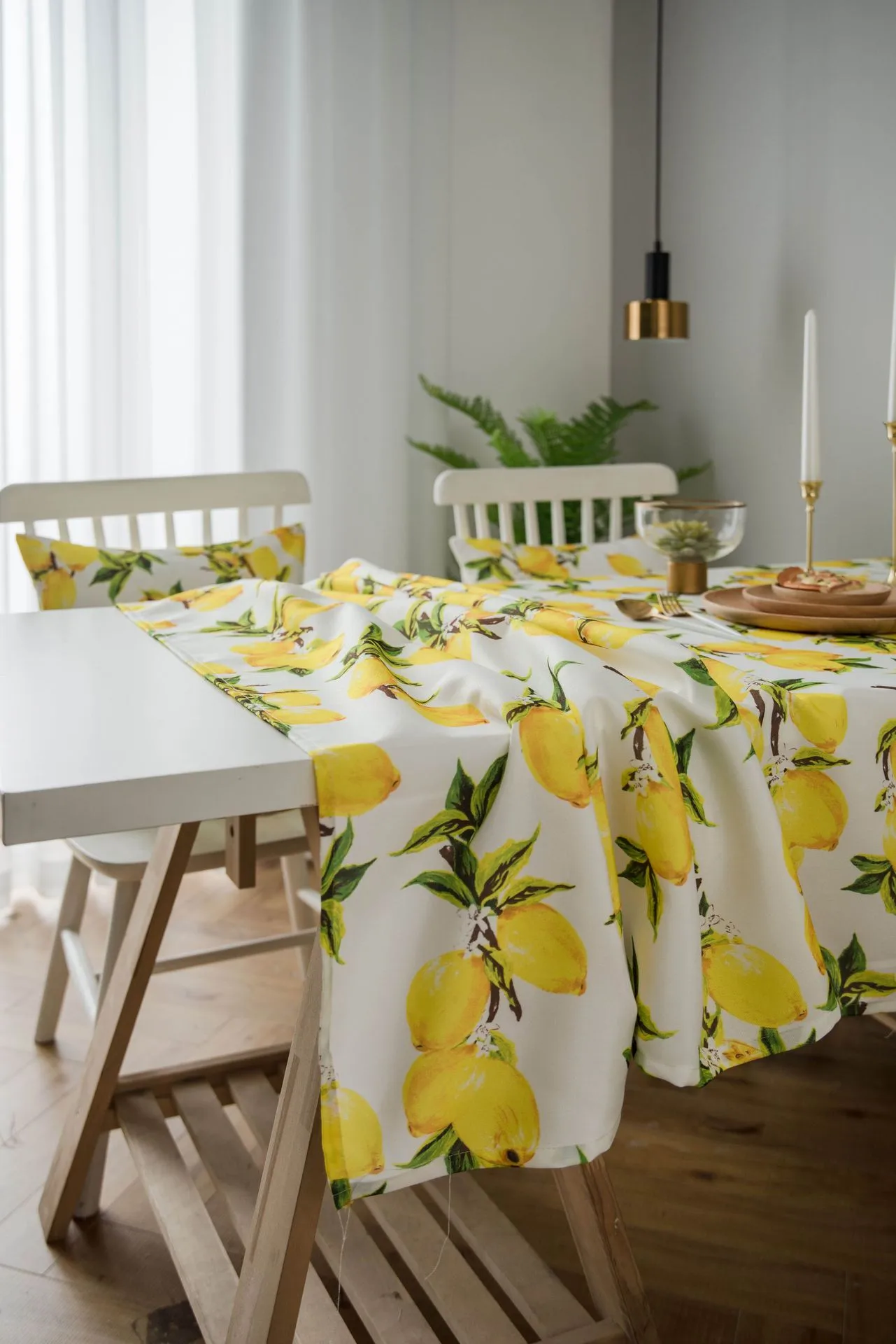 Tablecloth Fabric Waterproof Lemon Printing Small Fresh Yellow Korean Style  Internet Celebrity Table Mat Coffee Table Tablecloth display picture 9