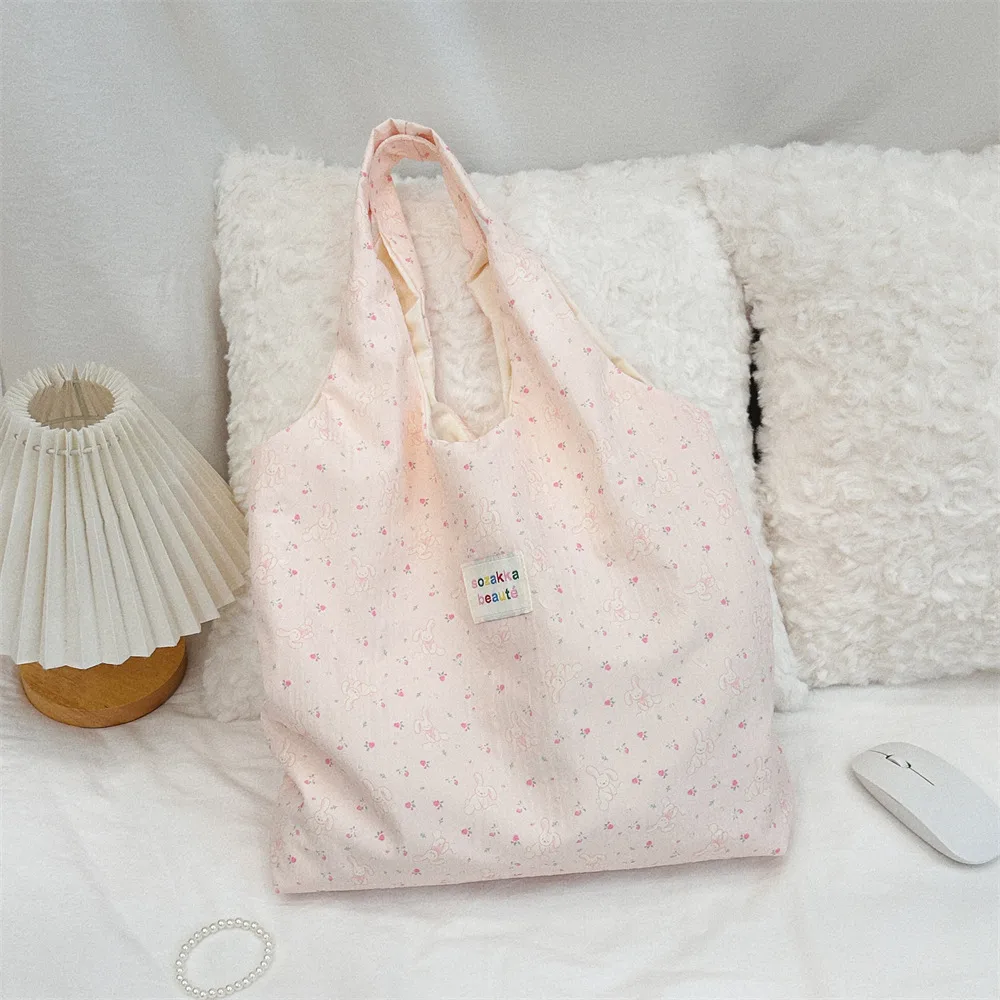 4613  Summer Embossed Cute Canvas Bag Niche Design Large Capacity Tote Bag Shoulder Underarm Bag display picture 43