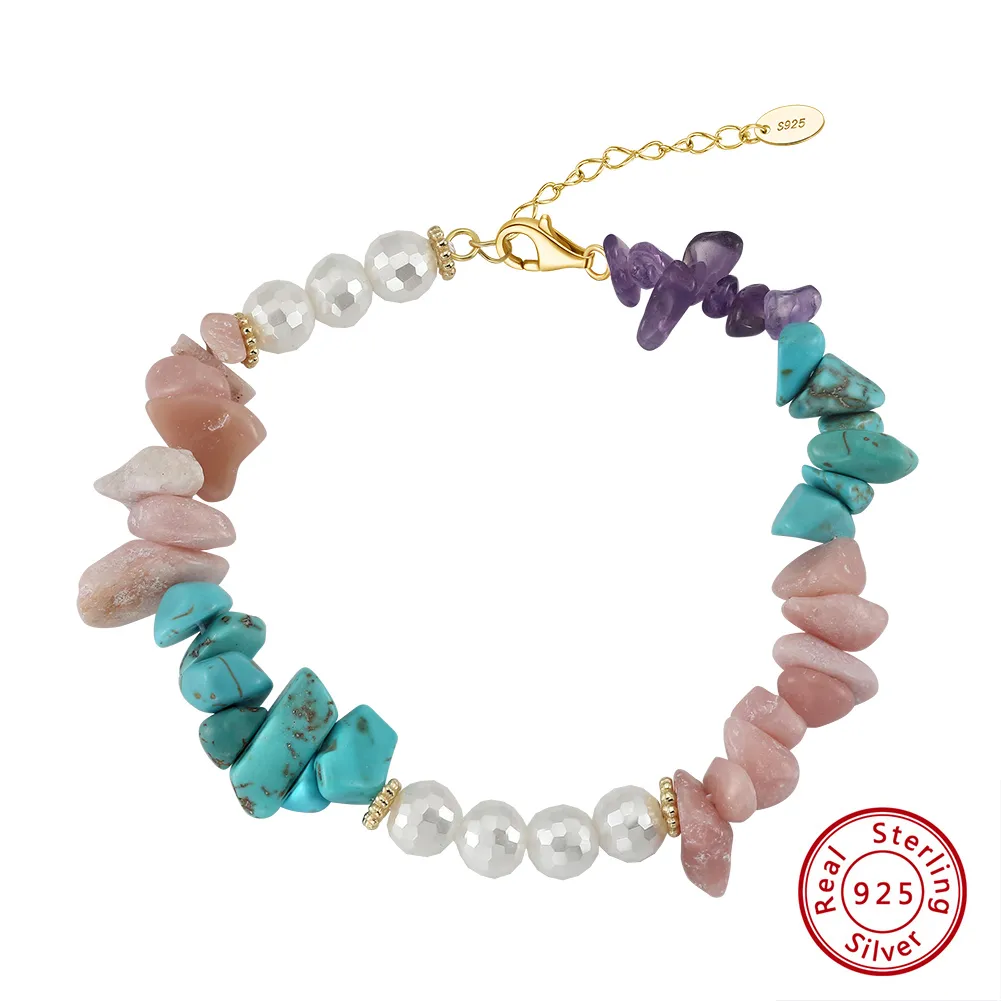 Glass Sterling Silver Shell Bracelets Vintage Style Marine Style display picture 2