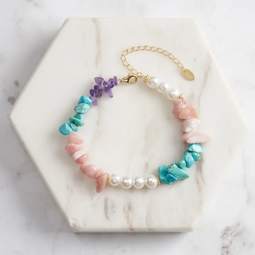 Glass Sterling Silver Shell Bracelets Vintage Style Marine Style display picture 6