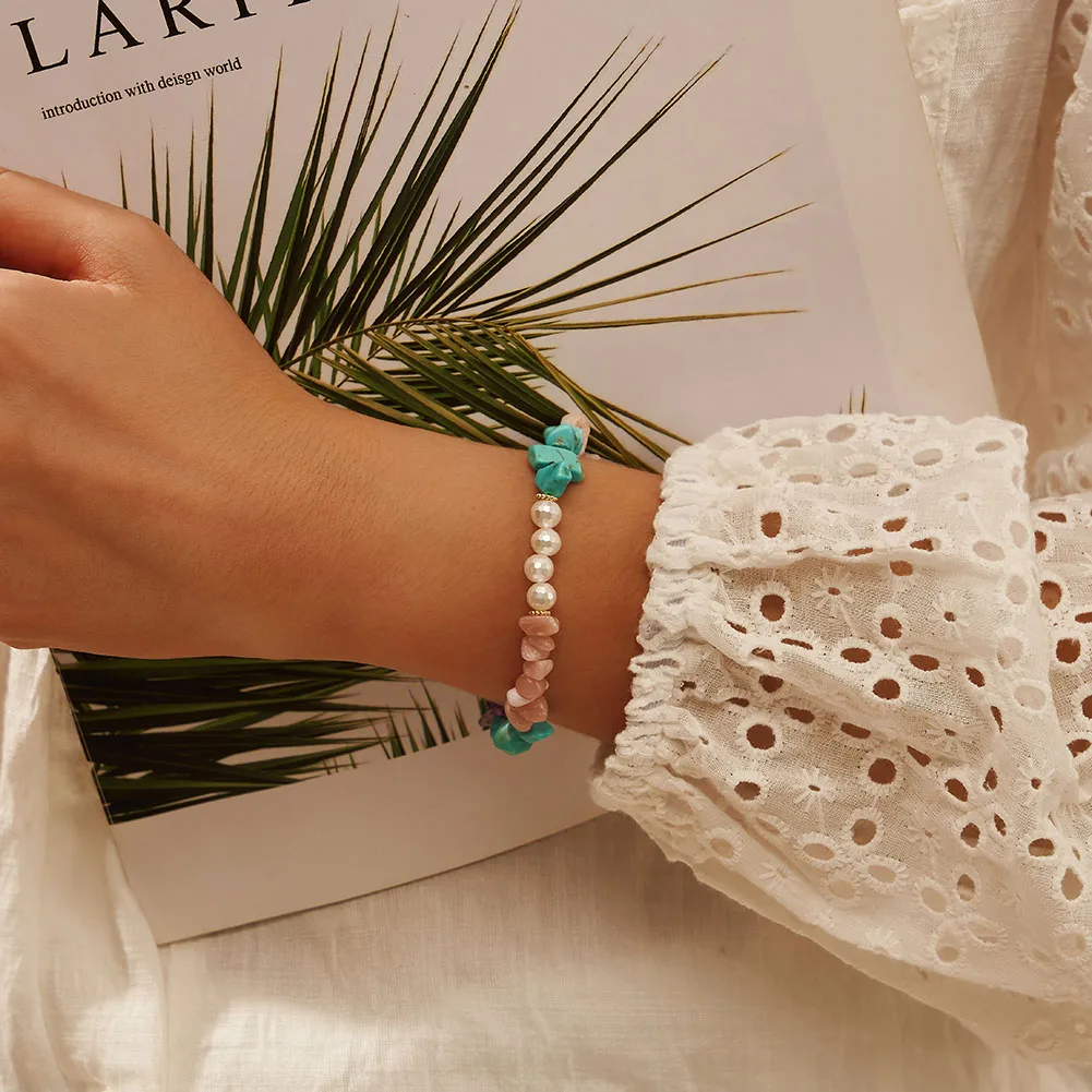 Glass Sterling Silver Shell Bracelets Vintage Style Marine Style display picture 5