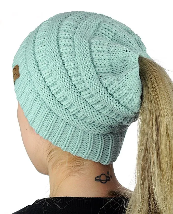 European-style Popular Hat Children's Winter Outdoor Warm Wool Empty Top Ponytail Knit Hat Baotou Hat  Outlet display picture 10