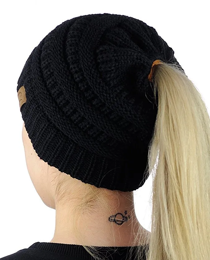 European-style Popular Hat Children's Winter Outdoor Warm Wool Empty Top Ponytail Knit Hat Baotou Hat  Outlet display picture 7