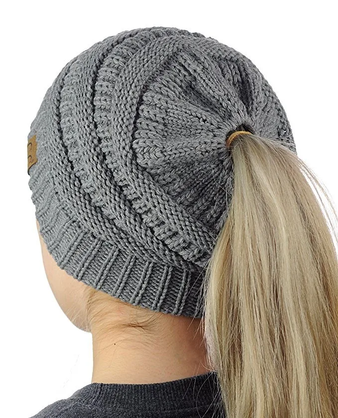 European-style Popular Hat Children's Winter Outdoor Warm Wool Empty Top Ponytail Knit Hat Baotou Hat  Outlet display picture 2