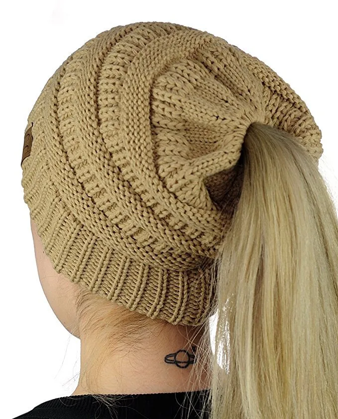 European-style Popular Hat Children's Winter Outdoor Warm Wool Empty Top Ponytail Knit Hat Baotou Hat  Outlet display picture 6