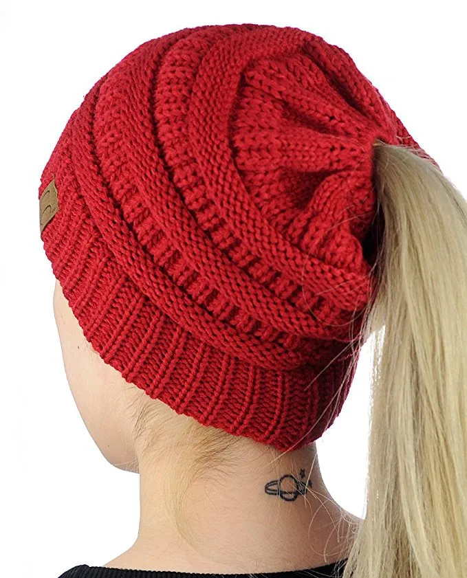 European-style Popular Hat Children's Winter Outdoor Warm Wool Empty Top Ponytail Knit Hat Baotou Hat  Outlet display picture 5