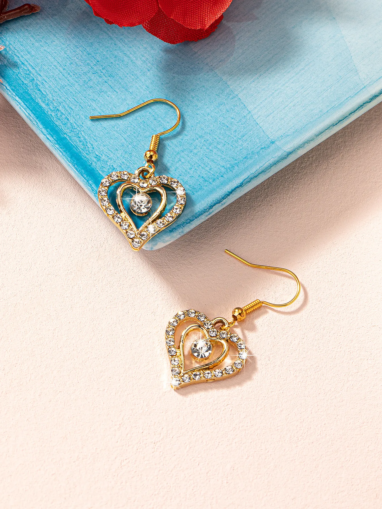 1 Pair Elegant Glam Luxurious Heart Shape Inlay Zinc Alloy Zircon Drop Earrings display picture 2