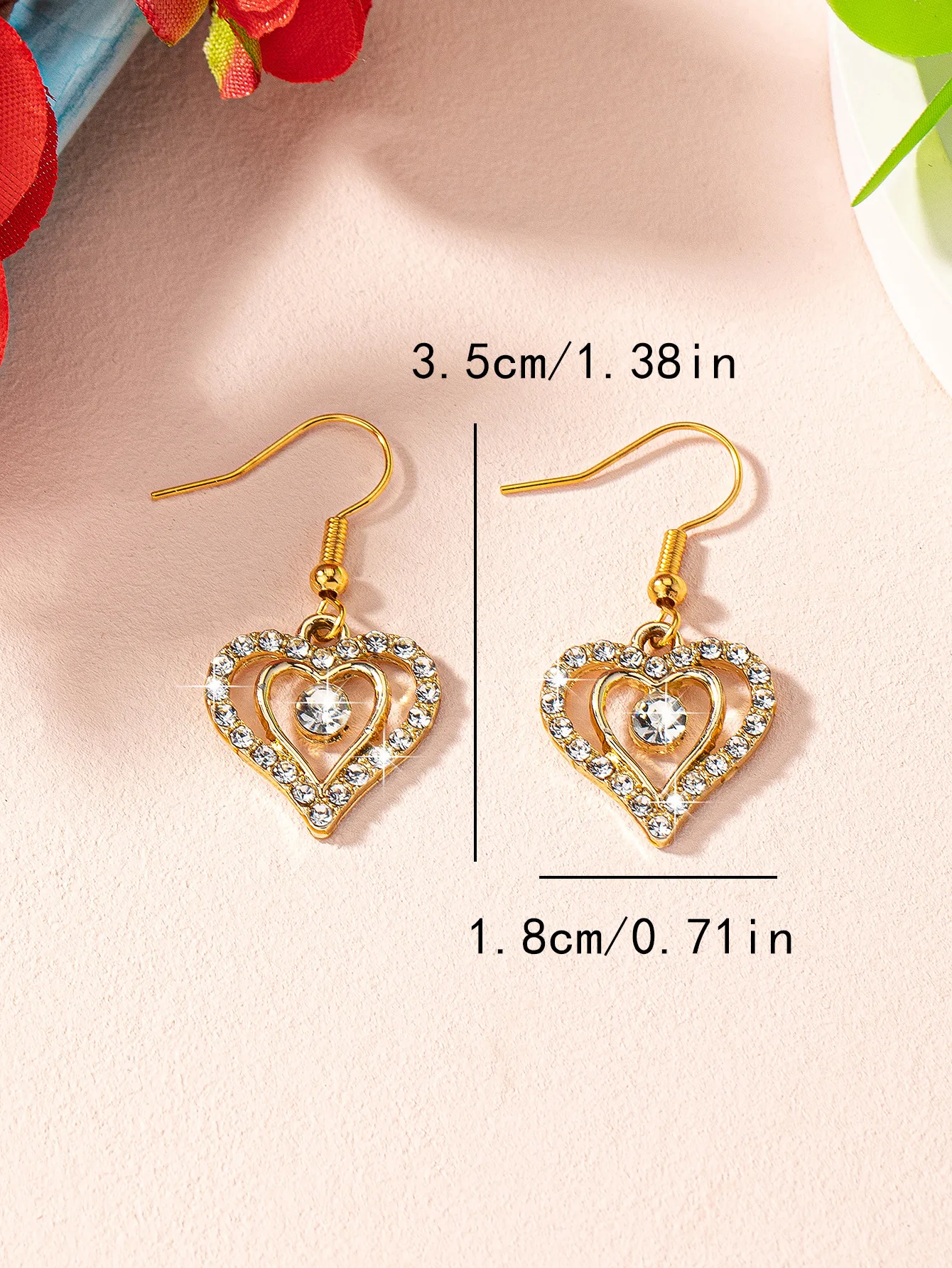 1 Pair Elegant Glam Luxurious Heart Shape Inlay Zinc Alloy Zircon Drop Earrings display picture 3