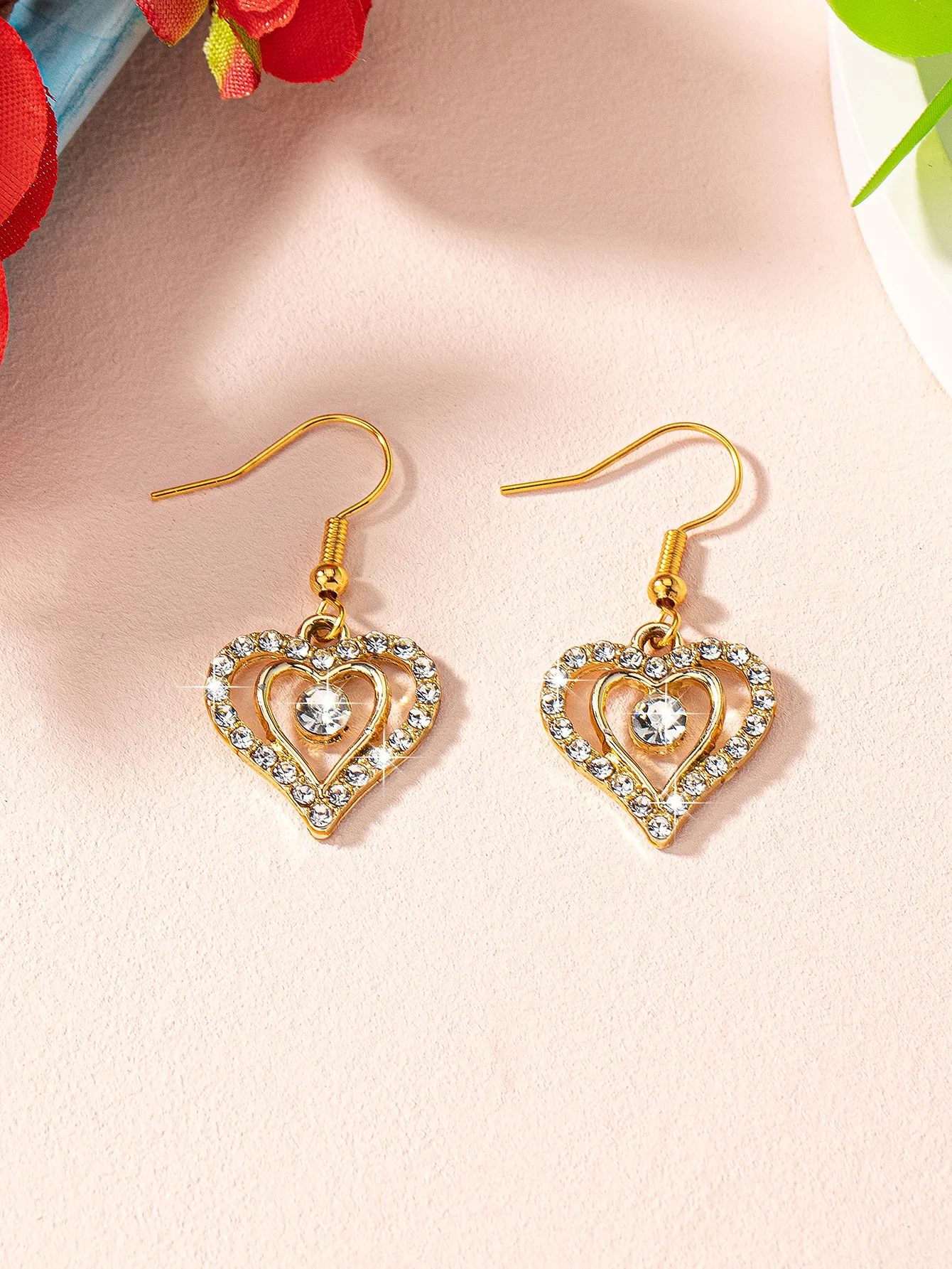 1 Pair Elegant Glam Luxurious Heart Shape Inlay Zinc Alloy Zircon Drop Earrings display picture 5