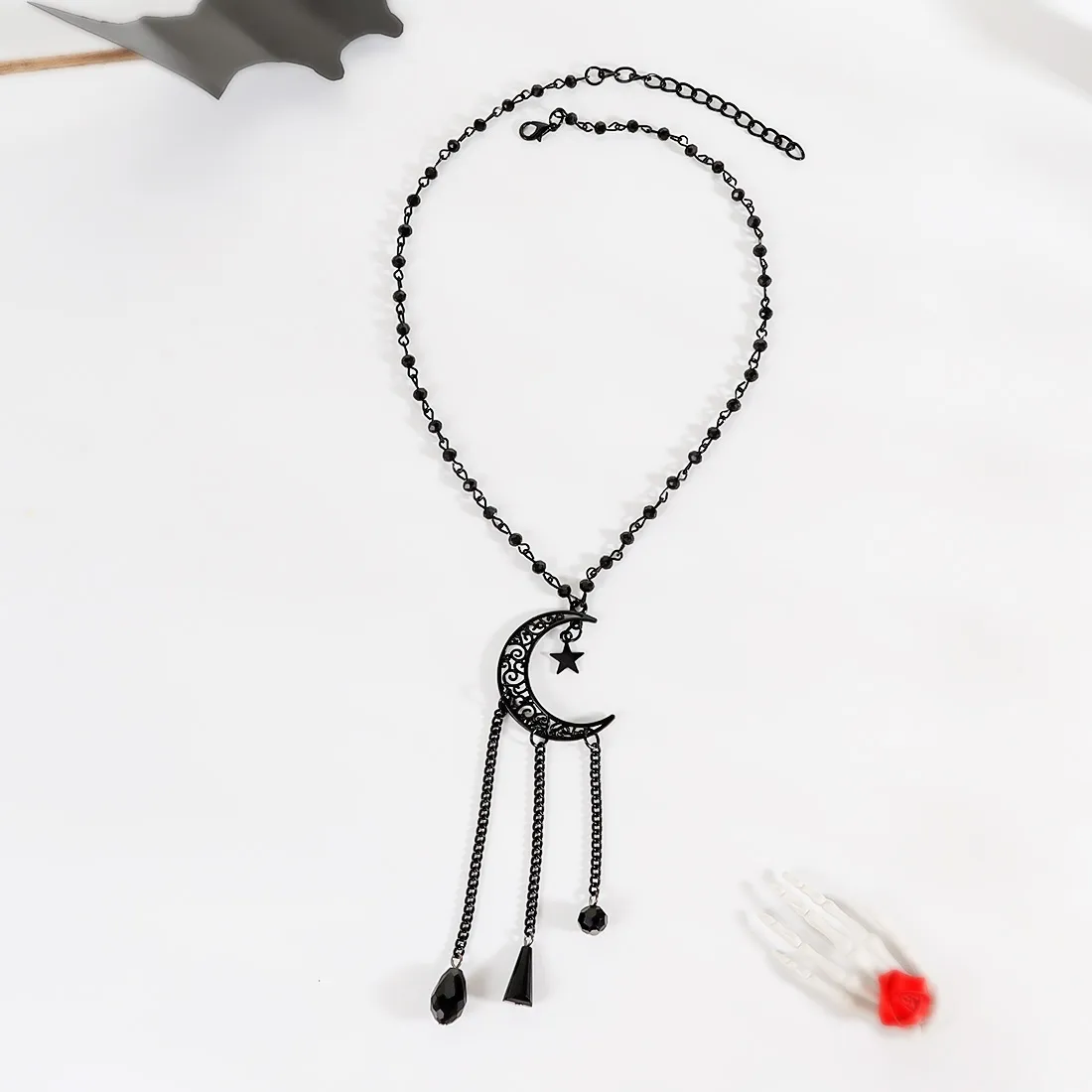 Gothic Retro Star Moon Alloy Glass Iron Wholesale Pendant Necklace display picture 6