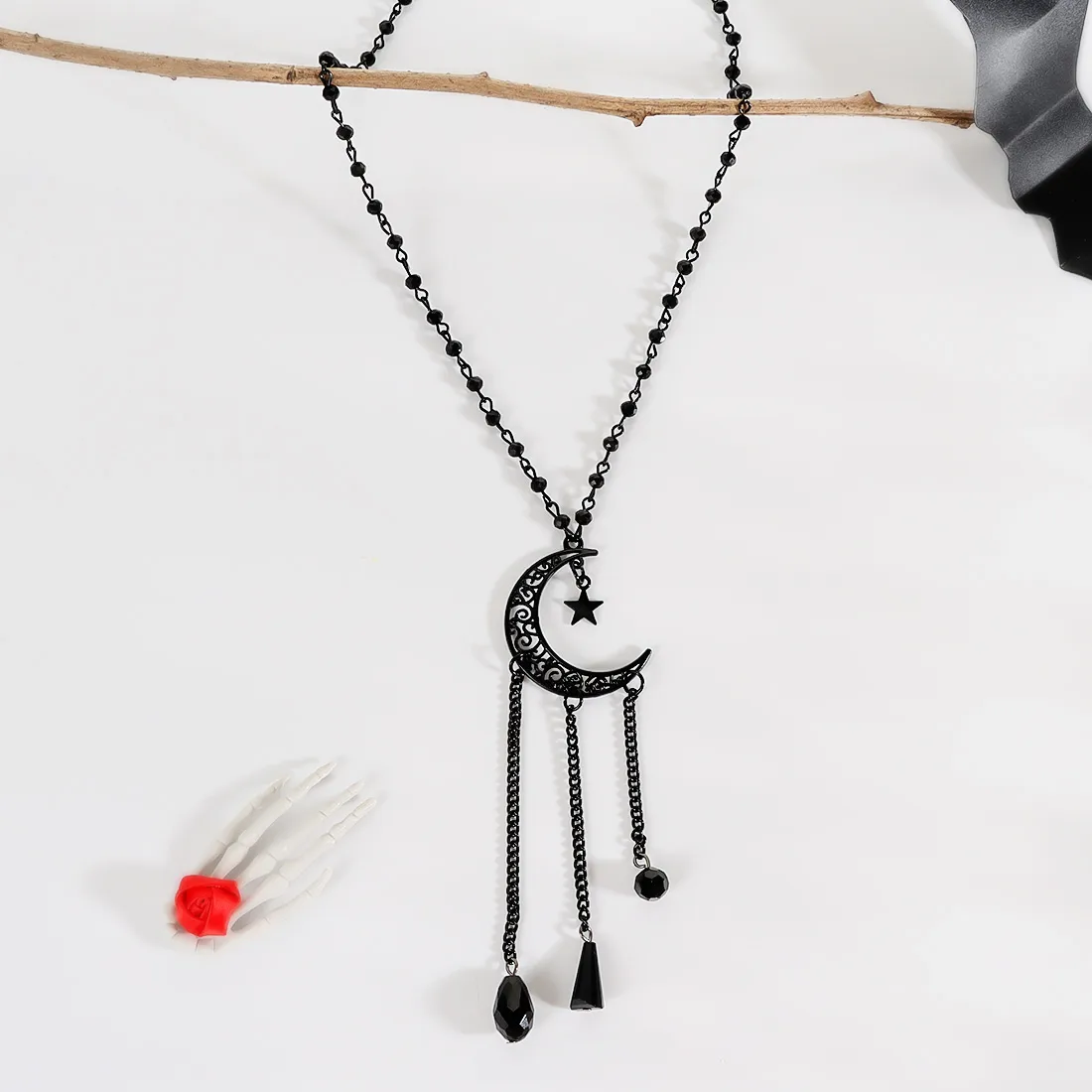 Gothic Retro Star Moon Alloy Glass Iron Wholesale Pendant Necklace display picture 8