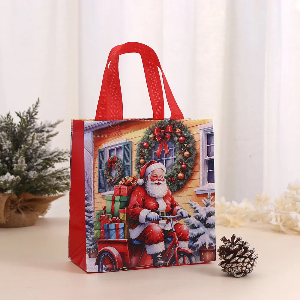 Non-Woven Fabric Shopping Bag Christmas Gift Bag Takeaway Delivery Bag Present Packaging Bag Fashionable Printed Handbag display picture 5