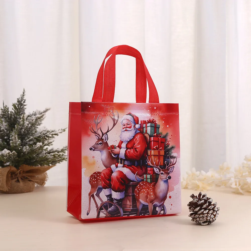Non-Woven Fabric Shopping Bag Christmas Gift Bag Takeaway Delivery Bag Present Packaging Bag Fashionable Printed Handbag display picture 4