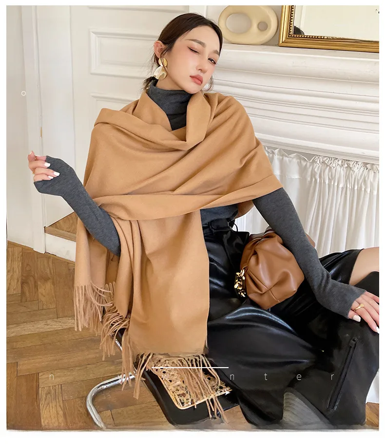 Soft Imitation Cashmere Scarf Women's Autumn And Winter Korean Style New Warm Couple Scarf Cold-proof Outer Long Shawl display picture 2