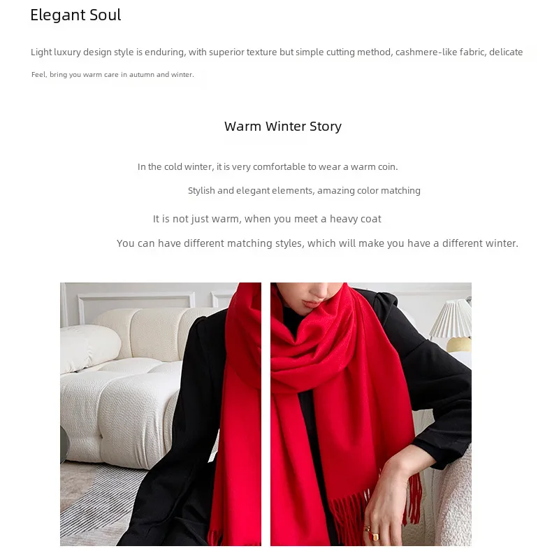 Soft Imitation Cashmere Scarf Women's Autumn And Winter Korean Style New Warm Couple Scarf Cold-proof Outer Long Shawl display picture 4