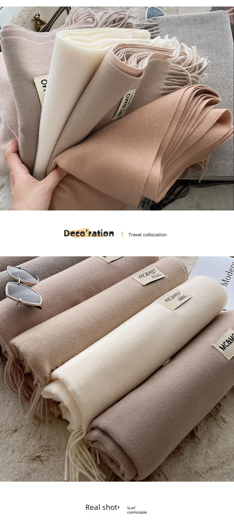 Soft Imitation Cashmere Scarf Women's Autumn And Winter Korean Style New Warm Couple Scarf Cold-proof Outer Long Shawl display picture 21