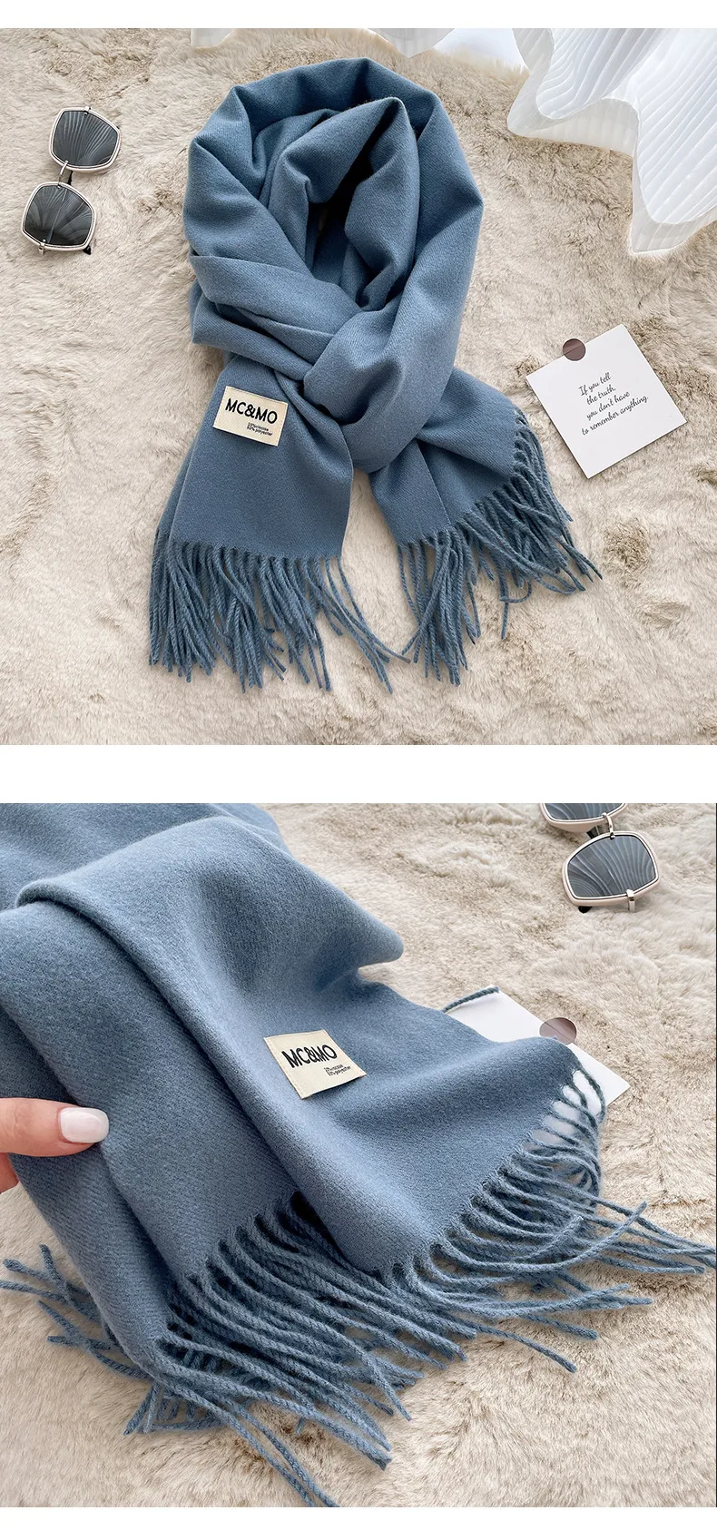 Soft Imitation Cashmere Scarf Women's Autumn And Winter Korean Style New Warm Couple Scarf Cold-proof Outer Long Shawl display picture 22