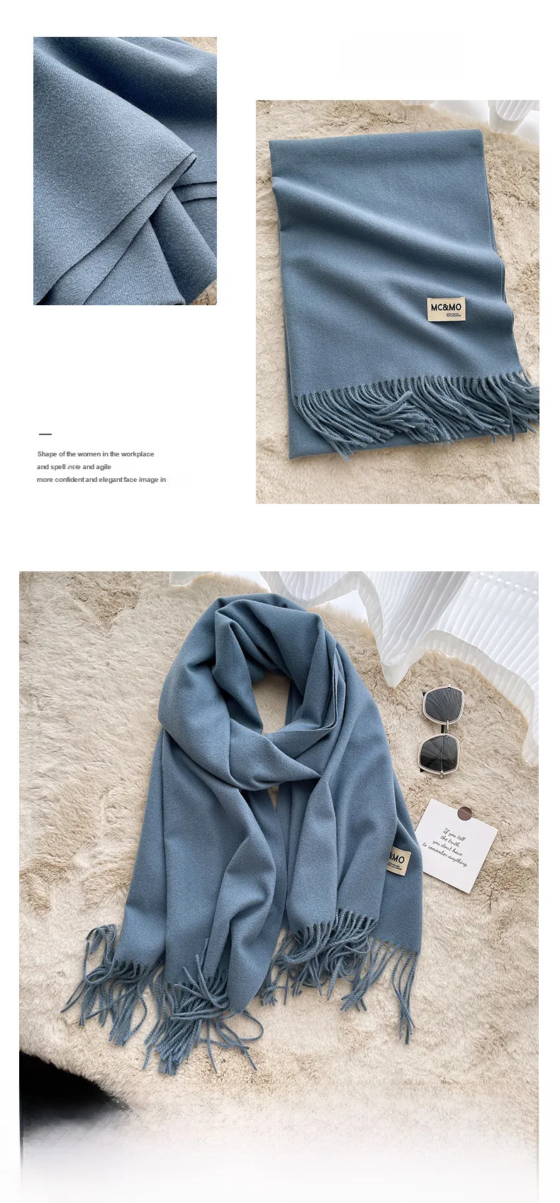 Soft Imitation Cashmere Scarf Women's Autumn And Winter Korean Style New Warm Couple Scarf Cold-proof Outer Long Shawl display picture 23