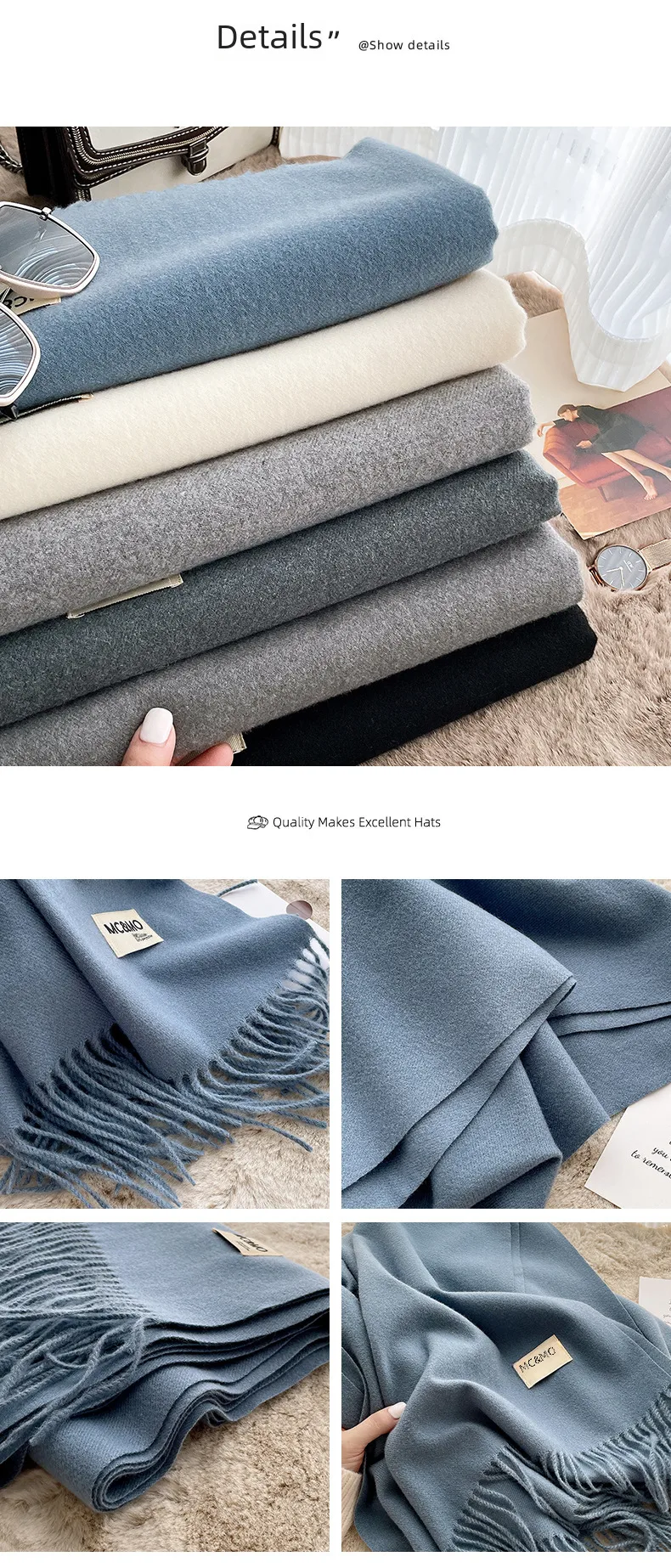 Soft Imitation Cashmere Scarf Women's Autumn And Winter Korean Style New Warm Couple Scarf Cold-proof Outer Long Shawl display picture 29