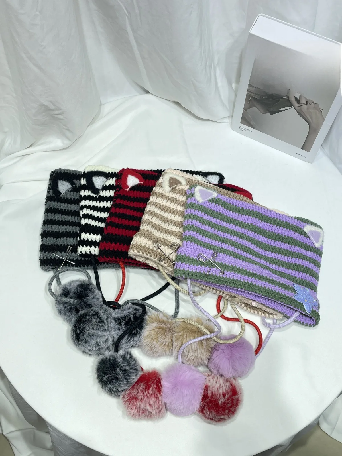 Japanese Style Cute Little Devil Cat Ear Fur Ball Wool Hat Women's Autumn And Winter Warm Small Face Ear Protection Knitted Hat display picture 13