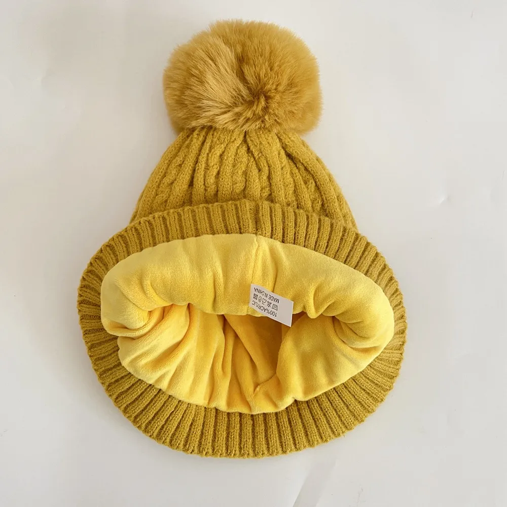 Winter Women's Knitted Hat Scarf Gloves Three-piece Set New Solid Color Plus Velvet Wool Hat Warm Suit display picture 5