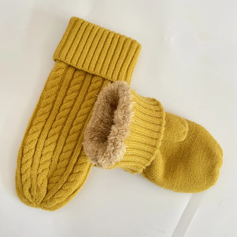 Winter Women's Knitted Hat Scarf Gloves Three-piece Set New Solid Color Plus Velvet Wool Hat Warm Suit display picture 8
