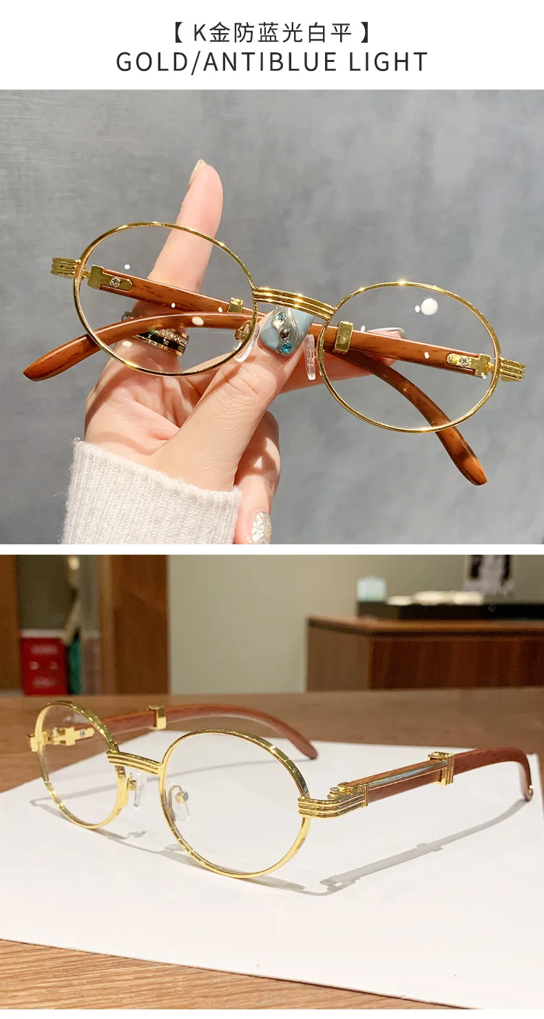 Retro Oval Sunglasses  Style Personality Fashion Frame Full Frame Gray And Gold PC Material Suitable For Travel Fashion And Cycling display picture 10