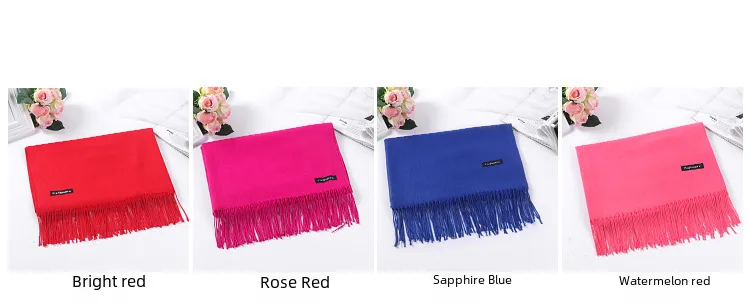 Pure Color Cashmere Scarf Women's Autumn And Winter Popular  Shawl Scarf Annual Meeting Gift Red Scarf  Direct Sales display picture 4