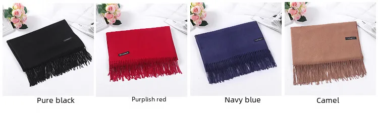 Pure Color Cashmere Scarf Women's Autumn And Winter Popular  Shawl Scarf Annual Meeting Gift Red Scarf  Direct Sales display picture 5