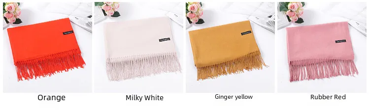 Pure Color Cashmere Scarf Women's Autumn And Winter Popular  Shawl Scarf Annual Meeting Gift Red Scarf  Direct Sales display picture 6