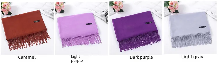 Pure Color Cashmere Scarf Women's Autumn And Winter Popular  Shawl Scarf Annual Meeting Gift Red Scarf  Direct Sales display picture 7