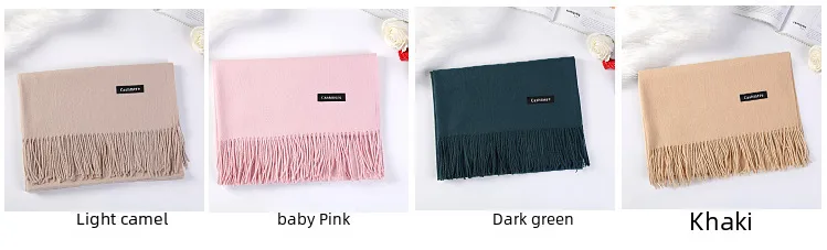 Pure Color Cashmere Scarf Women's Autumn And Winter Popular  Shawl Scarf Annual Meeting Gift Red Scarf  Direct Sales display picture 8