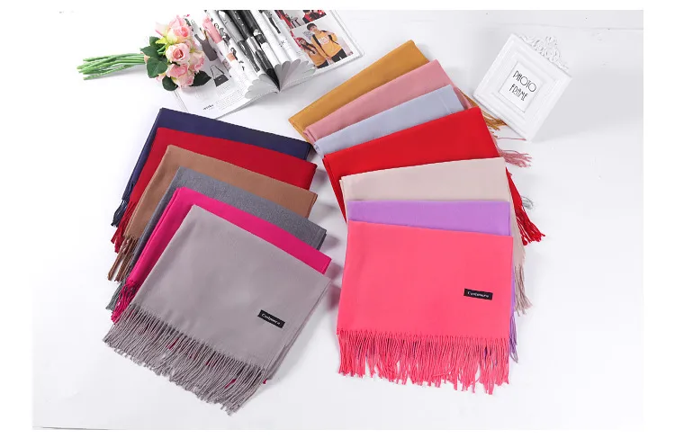 Pure Color Cashmere Scarf Women's Autumn And Winter Popular  Shawl Scarf Annual Meeting Gift Red Scarf  Direct Sales display picture 14
