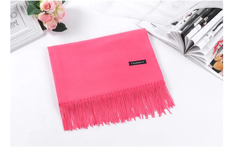 Pure Color Cashmere Scarf Women's Autumn And Winter Popular  Shawl Scarf Annual Meeting Gift Red Scarf  Direct Sales display picture 16