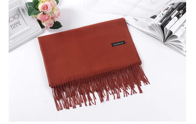 Pure Color Cashmere Scarf Women's Autumn And Winter Popular  Shawl Scarf Annual Meeting Gift Red Scarf  Direct Sales display picture 24