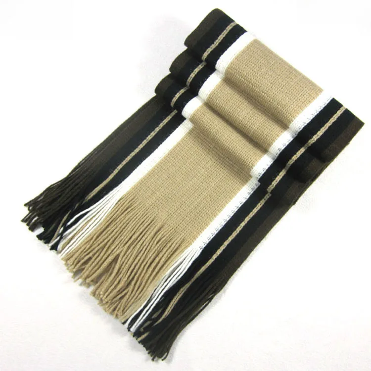 Autumn And Winter Scarf Warm Striped Scarf Men's Double-sided Scarf Tassel Wool Men's Fashion Youth Artistic display picture 11