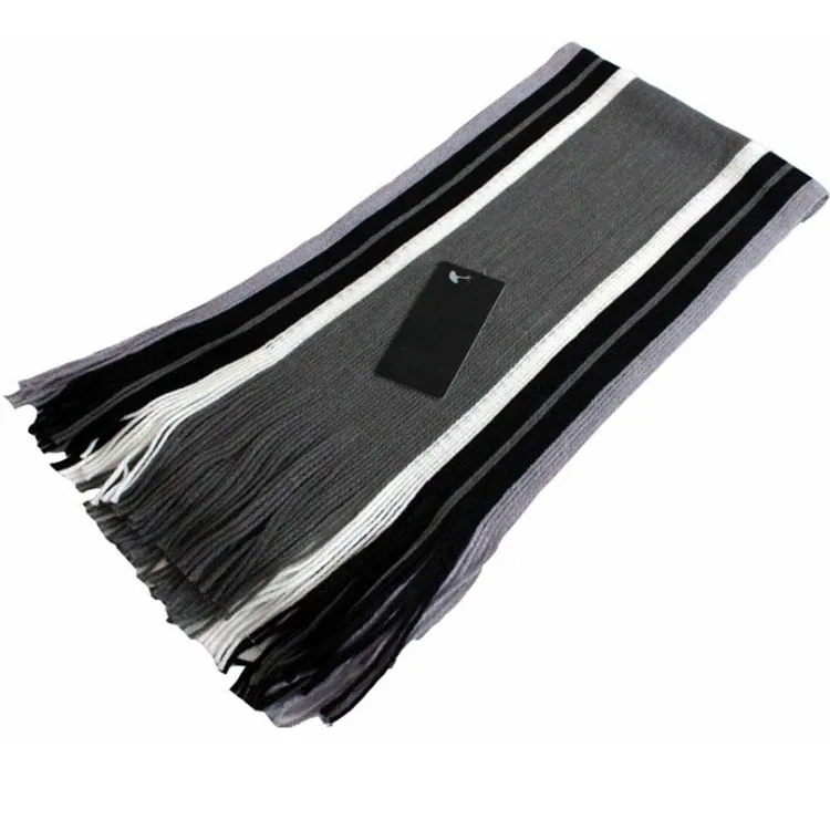 Autumn And Winter Scarf Warm Striped Scarf Men's Double-sided Scarf Tassel Wool Men's Fashion Youth Artistic display picture 12
