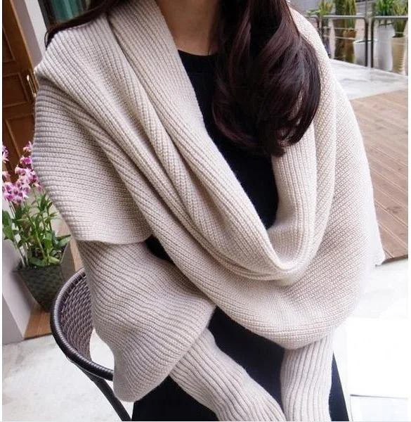Autumn And Winter Wool Scarf  Men And Women's Long Neck Shawl With Sleeves Knitted Scarf display picture 1
