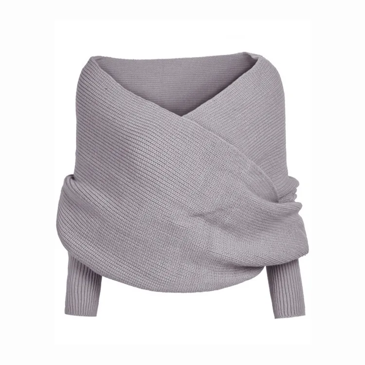 Autumn And Winter Wool Scarf  Men And Women's Long Neck Shawl With Sleeves Knitted Scarf display picture 2