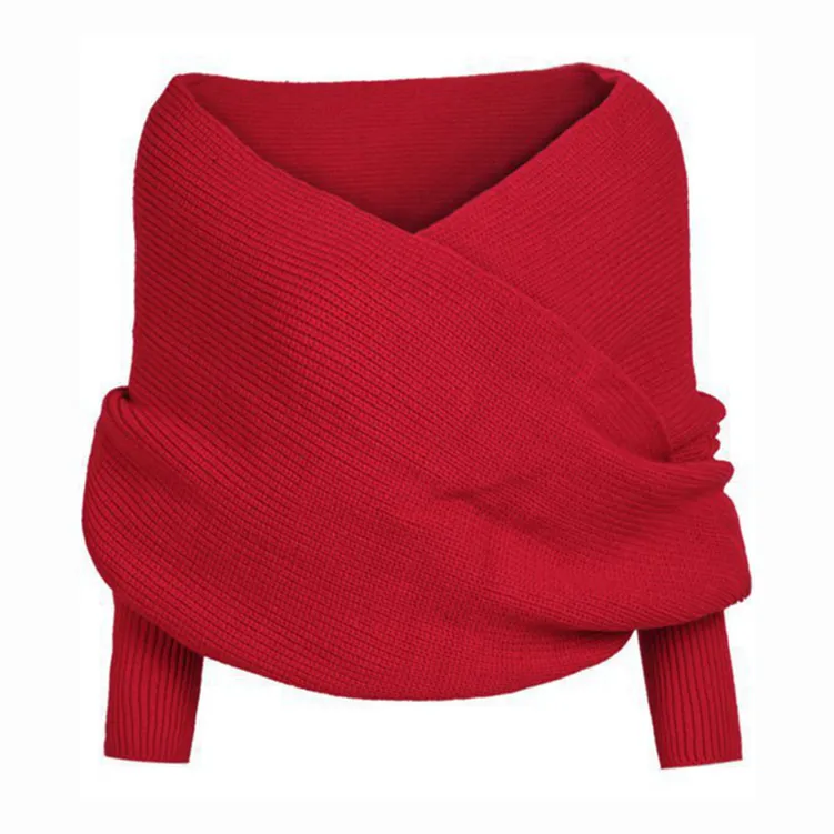 Autumn And Winter Wool Scarf  Men And Women's Long Neck Shawl With Sleeves Knitted Scarf display picture 5