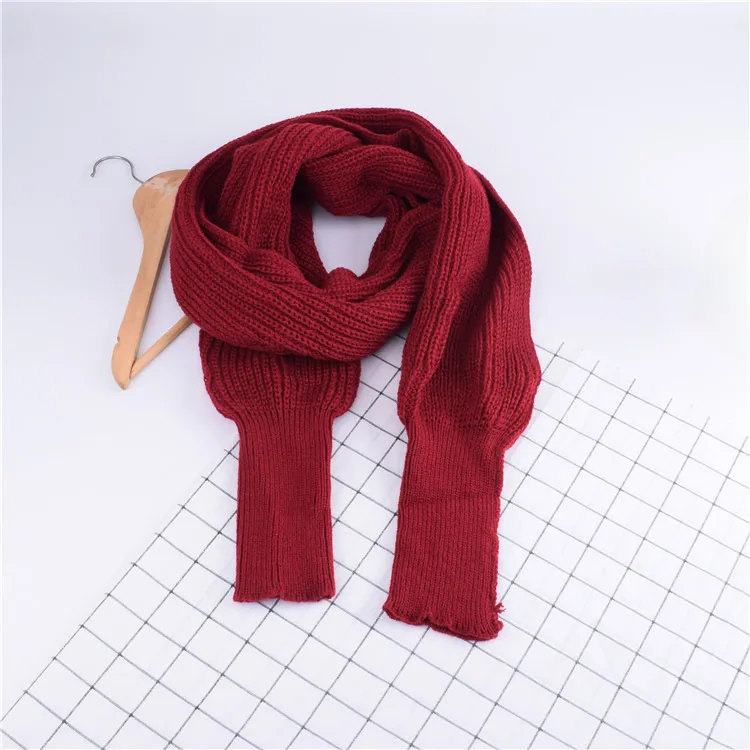 Autumn And Winter Wool Scarf  Men And Women's Long Neck Shawl With Sleeves Knitted Scarf display picture 6