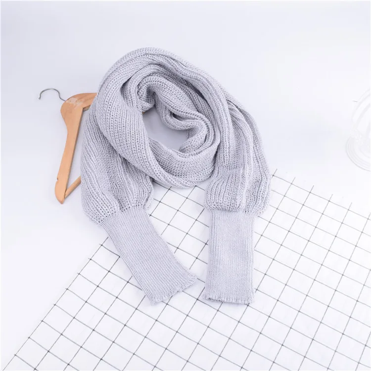 Autumn And Winter Wool Scarf  Men And Women's Long Neck Shawl With Sleeves Knitted Scarf display picture 8