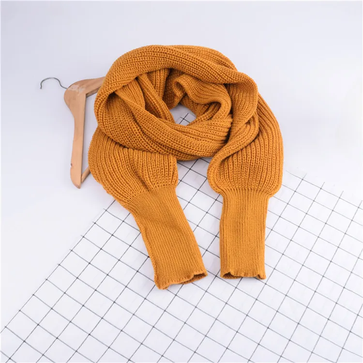 Autumn And Winter Wool Scarf  Men And Women's Long Neck Shawl With Sleeves Knitted Scarf display picture 11