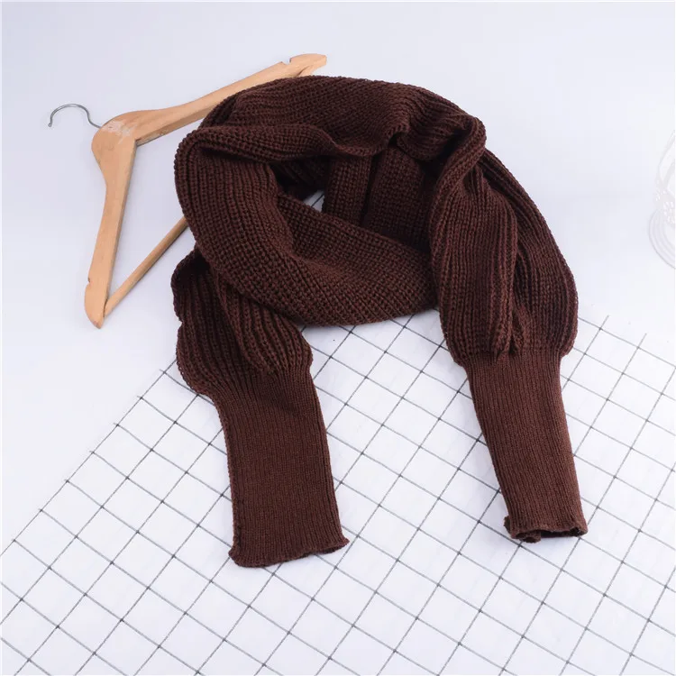 Autumn And Winter Wool Scarf  Men And Women's Long Neck Shawl With Sleeves Knitted Scarf display picture 13